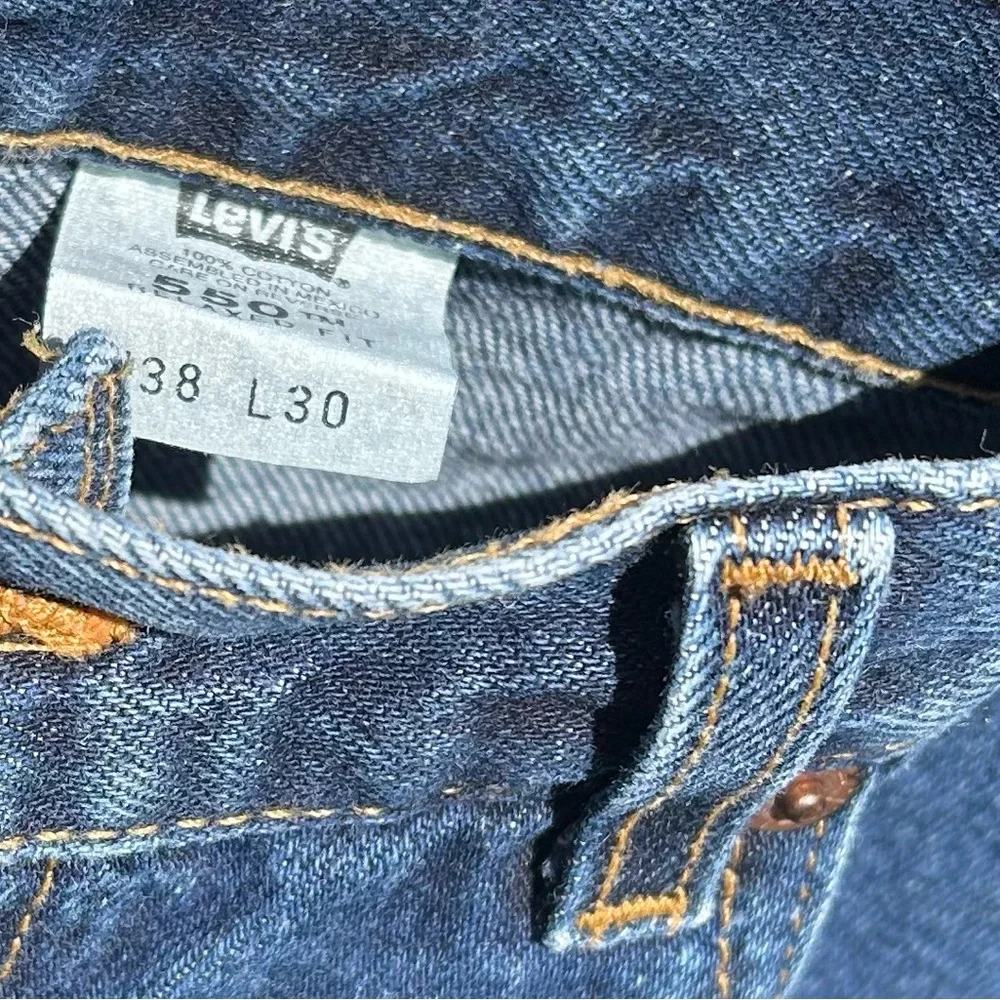 Vintage Levis 505 Red Tab USA Stonewash Blue Denim Little e 90s Jeans Size 38x30